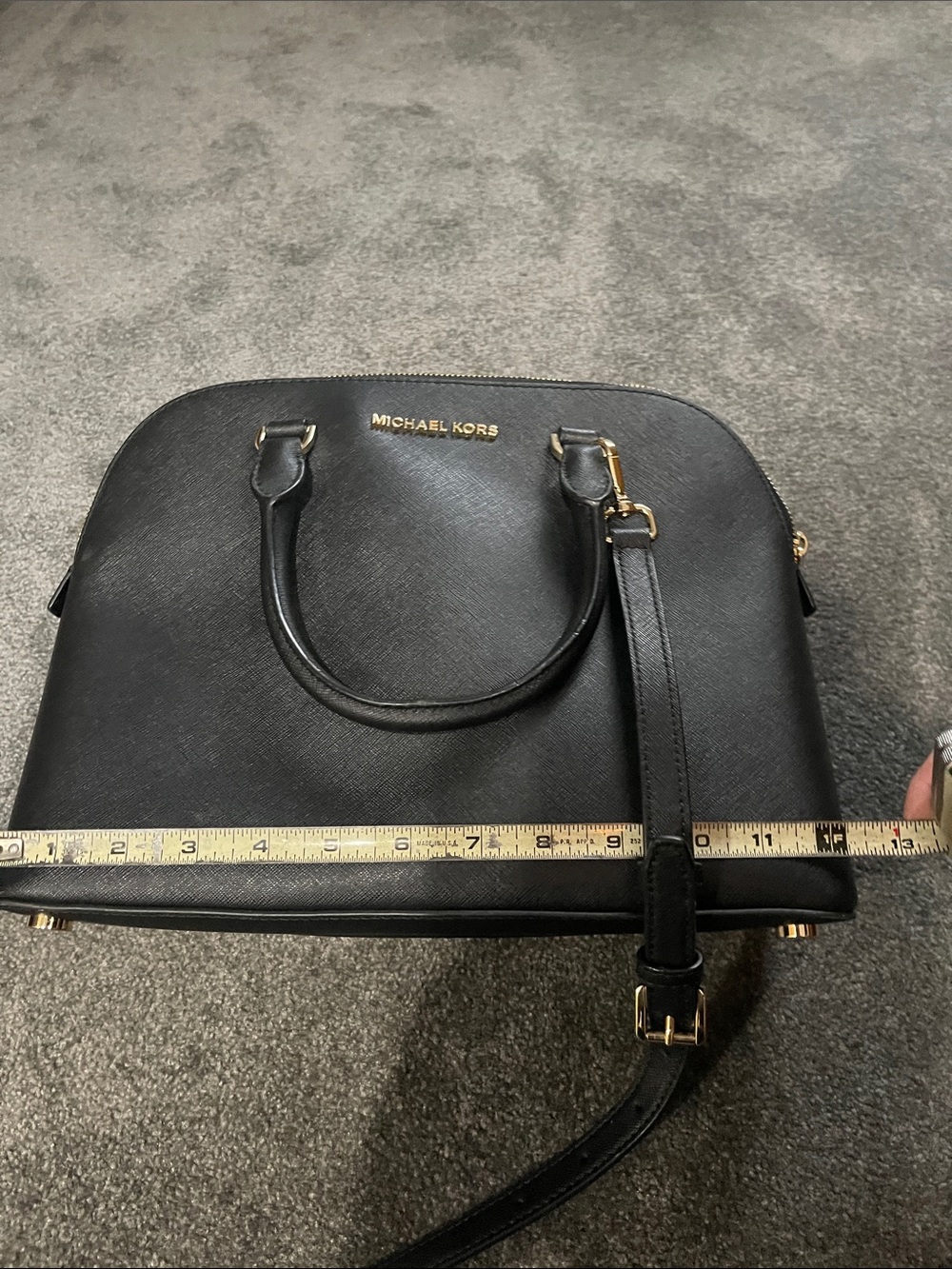 Michael Kors Black Dome Satchel with Gold Hardware